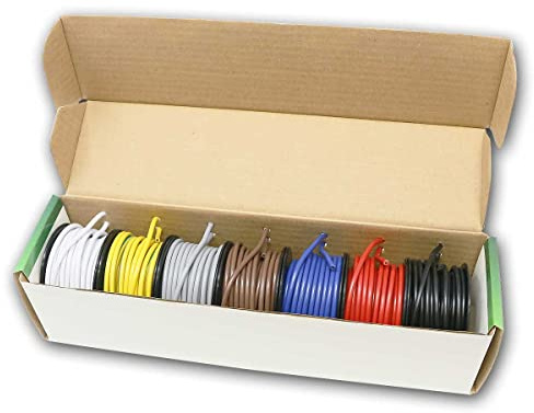 world-trading-net - PVC-Schaltlitzen Set LiFY 1,0mm², 7 Farben, je 5m, auf Spulen, flexible Litze in Dispenser-Box, Aufbau mit 32x0,2mm Kupferdraht