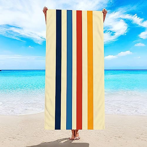 Epinki Strandhandtuch XXL 70x150CM, Streifen Strandtuch aus Mikrofaser, Sporthandtuch Saunatücher Strand für Liegen Strandtücher Geeignet für Camping, Fitnessstudio, Strand - Bunt