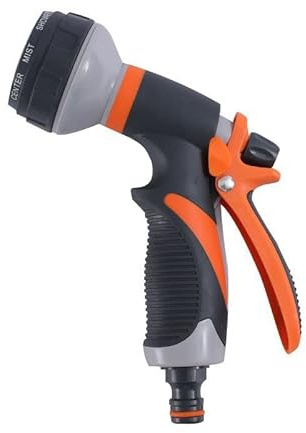Gartenbrause,MYAYD Garten Handbrause 8 Bewässerungsmuster, Multifunktional Gartenspritze Hochdruck Handsprüher für Garten Bewässerung Autowäsche Haustiereduschen-Orange