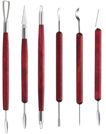 ALXBSONE 6 Stück Modellierwerkzeug Töpferwerkzeug Modelierwerkzeugset Ton Werkzeug für Kunsthandwerk, Skulptur Anfänger