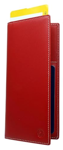 PACER GO Echtes Lede RFID-Blocker für Reisesicherheit Tragbare Reisepasshülle Minimalistischen Stil für Damen und Herren（Rot）