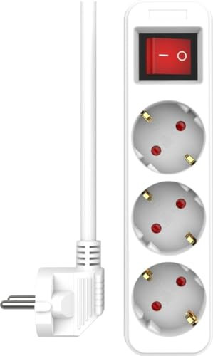 ELRO ES103 3-Fach Steckdosenleiste mit Schalter und 1,5m Kabel – Kindersicherung – Schukostecker – max. 3680 W – TÜV-geprüft - Weiß