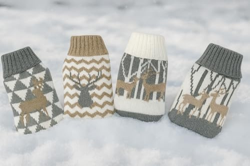 KAMACA 4er Set Taschenwärmer HIRSCHE mit hautsympathischem Strick Überzug Handwärmer Taschenofen schnell Wieder warme Hände wiederverwendbar (4er Set HIRSCHE)