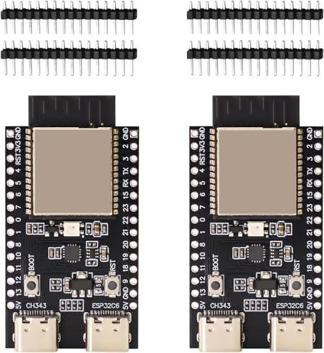 ESP-C6 ESP-32-C6-DevKitC-1-N4 Schede di sviluppo RUIZHI 2 Pezzi ESP-32-C6-DevKitC-1-N4 Moduli Supporto wifi Bluetooth 512KB 320KB ROM Type-C Interfaccia Compatibile con Arduino