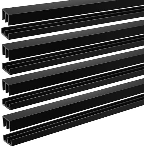 Landical 4 Sets 4 ft Long Plastic Sliding Cabinet Door Track Hardware Set for 1/4 Thick Panels Glass Window Cabinet Door Track for Sliding Closet Doors, Easy Quick Installation (Black)