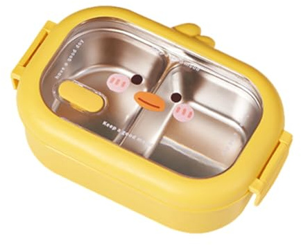 LICHENGTAI Brotdose Edelstahl mit 2 Fächern, Auslaufsicher Lunchbox Kinder Bento Box Jausenbox für Picknick Arbeit Reisen, Frühstücksbox für Mädchen Jungen Kindergarten