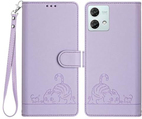 PEIYE Funda para Motorola Moto G84 5G, Carcasa de Cuero Sintético, Tapa Libro, Cartera, Antigolpes, Soporte Plegable, Cierre Magnético, Cover/Case -Púrpura
