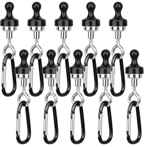 OCEUMAOA 10 Stück Schwarz Magnet Haken Extra Stark Magnethalterung Neodym MagnetHaken Magnetische Haken für Camping Garage Küche Büro Haken Abnehmbar Camping