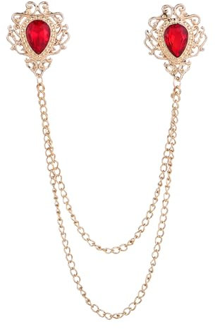 Vintage Brosche Für Damen Hemdkragennadel, Herrenkette, Dornschließe, Flügelsternbrosche, Kragenknopfbrosche,Goldener Rubin