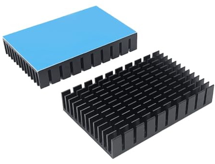 2 x 80 mm Kühlkörper 80 x 40 x 11 mm, schwarz, Aluminium-Kühlkörper mit wärmeleitfähigem Klebeband, Kühlrippe für Kühler, Elektronik, CPU, LED (60 x 40 x 11 mm)