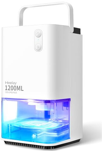 Luftentfeuchter 1200ML,Heelay® Luftentfeuchter Elektrisch Entfeuchter Energiesparend,Tragbar,Ultra Leise,Auto Abschaltung,7 Farbiges Licht,Raumentfeuchter Dehumidifier für Schlafzimmer,Bad,Home