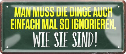 schilderkreis24 Blechschild 28×12 cm – lustige Sprüche – robuste Metall-Wanddeko für Zuhause, Büro & Shop (Man muss die Dinge einfach mal so ignorieren, wie sie sind!)