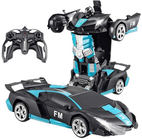 Macchina Telecomandata, 2 in 1 Giocattoli Trasformabile Macchina Radiocomandata Robots Bambini Giochi Bambino Bimba 4 5 6 7 8 9 Anni, 2.4Ghz RC Auto Drift con Luce LED Gioco Regalo Natale Compleanno