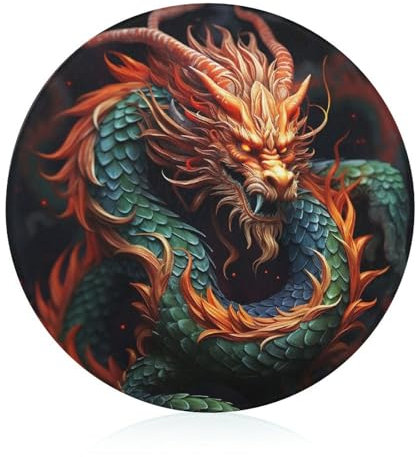 Chinesischer Drachen-Schneidebrett für Küche, rundes Muster, Schneideblock aus gehärtetem Glas, rutschfestes Glasschneidebrett, personalisierte Schneidematten für Zuhause