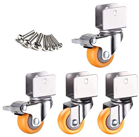 UZAMIRLEX Hochbelastbare Lenkrollen, 4er Set Lenkrollen, 50mm / 2 Zoll Räder mit Bremse, U-Typ Halterung Nylon Schwerlastrollen Rollen(2swivel+2brake,22mm/0.87in)