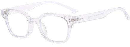 Gafas Anti Luz Azul Cuadrado para Mujer Hombre Estilo Retro de Los Años 90 Gafas Redondas de Montura Gruesa con Cristales Transparentes Gafas de Bloqueo de Luz Azul Antifatiga para Ordenador, Juegos