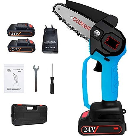 Mini motosierra inalámbrica, sierra eléctrica portátil para árboles de 4 pulgadas, liviana con una sola mano, tijeras de podar, motosierra para cortar madera en ramas de árboles y arbustos de jardín