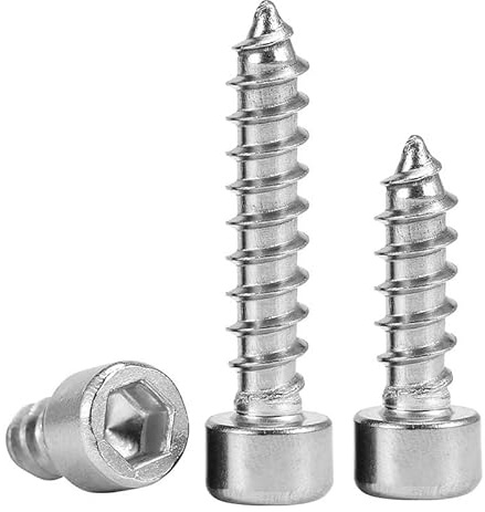 Vis autotaraudeuses à empreinte hexagonale métrique, SS304 blanchi, Vis en acier au carbone de classe 8.8, tête fromagère, pour métal et bois, Acier Inoxydable 304, M2.5 x 16mm (100Pcs)