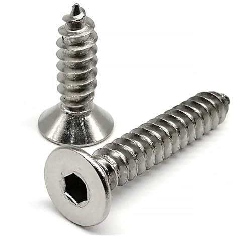 10/50 Stück M2 M2.3 M2.6 M3 M4 M5 M6 A2-70 304 Edelstahl Sechskant Innensechskant Flachsenkkopf Selbstschneidende Holzschraube(8mm,50pcs M3)