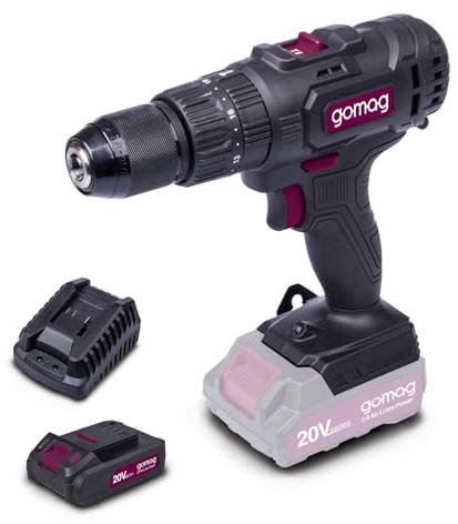 Gomag Akku-Schlagbohrschrauber GO-SBS45 | 45 Nm | 3in1-Funktion | Drehmomentstufen 19 + 1 + 1 stufenlos einstellbar | Spannbereich 1,5 – 13 mm | inkl. 2 Ah Akku & Ladegerät
