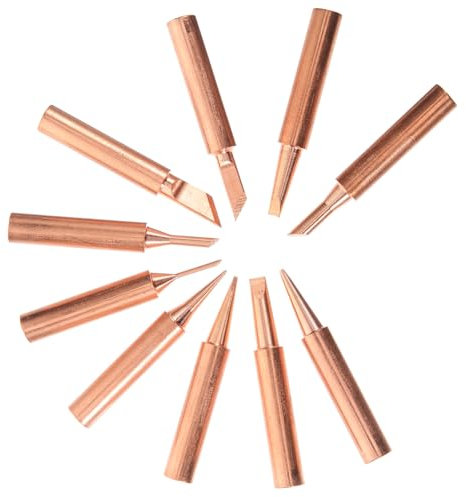 LIFKOME Kit De 10 Pointes De Fer à Souder En Cuivre Pur Accessoires De Soudage Pannes De Remplacement Compatible Fer à Souder Panne De 1.2d à 3.2d Outils De Soudure Pour Projets Électroniques