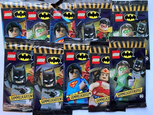 Lego 10x Booster Pack DC Comics Superheroes Batman Superman Robin Blue Ocean Sammelkartenspiel 50 Karten - verpackt in Lego Tüte