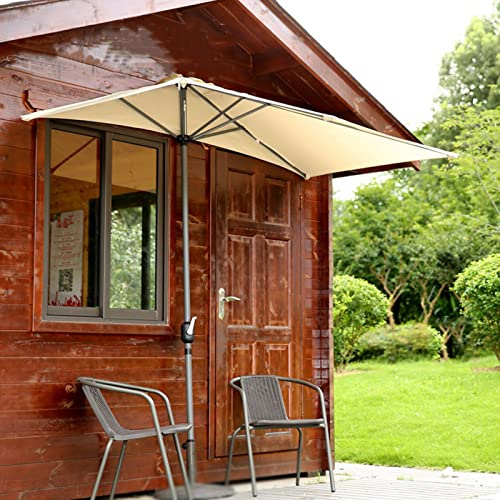 Parasol d'extérieur imperméable, demi-parasol avec manivelle, crée un espace frais pour jardin, terrasse, balcon, 250 x 130 cm, élégant et durable.