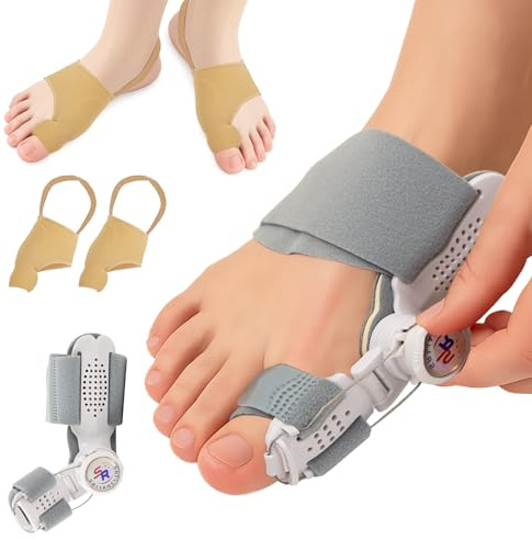 1 Stück Hallux Valgus Zehenspreizer und 1 Paar Hallux Valgus Socken | Verstellbar Bunion Corrector Set, Ballenzehen Korrektur zur Schmerzlinderung & Ausrichtung, geeignet für Tag und Nacht