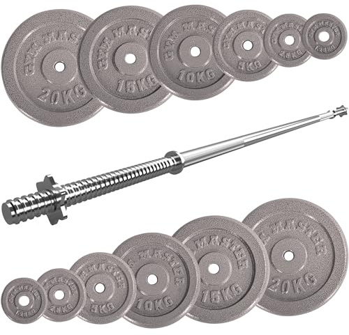GYM MASTER Standard Bar and Cast Iron Weight Plates Set