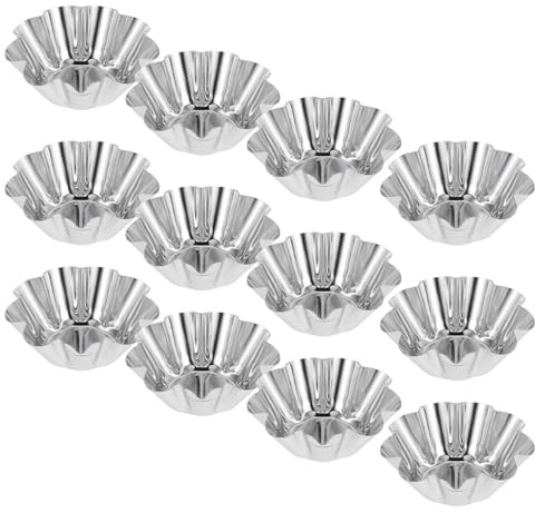 Ipetboom 12Pcs Egg Tart Mould Stainless Steel Mini Tart Tins Baking Cup | Food grade stainless steel, reusable non stick baking cups for tartlets, quiches and muffins, ideal for home and party use