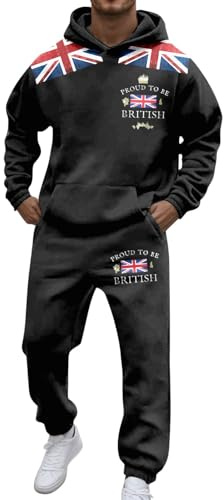 Mens Tracksuit Set British Hoodie Casual Comfort Jogging Suits Lightweight Durable Sportswear Breathable Activewear for Men Outdoor Use