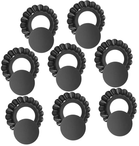 AUTSUPPL 8 Moldes para Tartas Mini con Fondo Extraíble de Acero al Carbono para Hornear Uniforme en Cenas Familiares y Cocina Diaria
