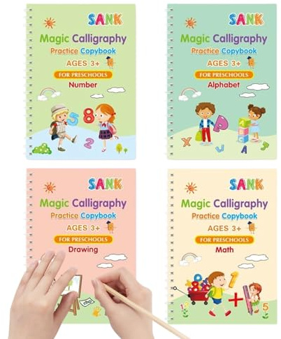 Quaderno magico per bambini | Cartelle di lavoro scanalate riutilizzabili per imparare a scrivere | Libri di scrittura scanalati, per ufficio, imparare a scrivere bambini asilo