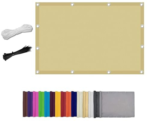 Vela ombreggiante resistente ai raggi UV al 95%, resistente al vento e alle intemperie, per giardino, terrazza, balcone, con occhielli e corda (giallo sabbia, 2,5 x 2,5 m)