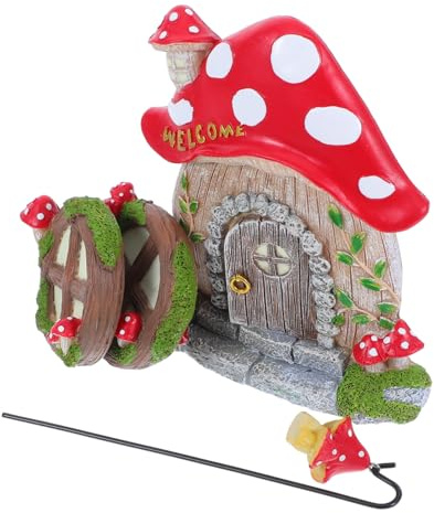Gadpiparty Adorno Colgante de Resina Forma de Casa Hongo Luminosa para Jardín y Árbol, Decoración Exterior para Ventanas y Puertas, Resistente y Único, Adecuado para Ambiente Nocturno