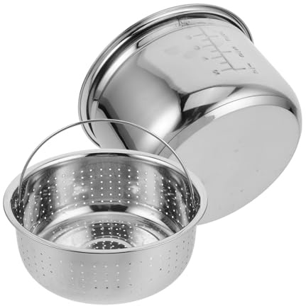DIYEAH Cuve Intérieure Inox Pour Cuiseur À Riz Électrique Panier Vapeur Avec Panier D’Égouttage Séparation Riz Et Soupe Remplacement Pour Cuiseur À 8.46 X 5.12 in