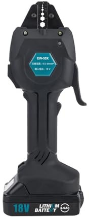 Pinza crimpatrice elettrica EW-50X | Crimpatrice terminale ricaricabile per lavori fotovoltaici ed elettrici | Strumento di pressatura a freddo con terminale pre-isolato e nudo (con 2 batterie da 2,0