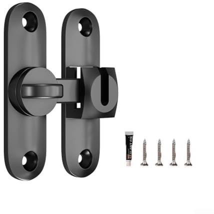 Sandyseptember Verrou de porte coulissante en alliage de zinc 90 degrés/180 degrés pour grange, salle de bain, placard, portes d'animaux domestiques, noir