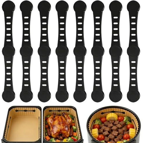 Aimant Air Fryer 8pcs, Résistant à la Chaleur jusqu'à 220°C, Fixation Magnétique Sécurisée Réutilisable, Empêche le Papier de Se Plisser et de Glisser pour Toutes les Friteuses à Air à Panier en Fer