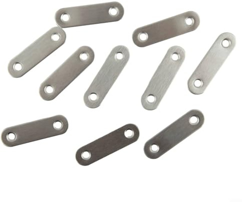 Set of 10 Stainless Steel Straight Fixing Brackets Flat Repair Brackets for Secure Corner Reinforcement Rust Resistant and Construction Hardware (56x16mm)