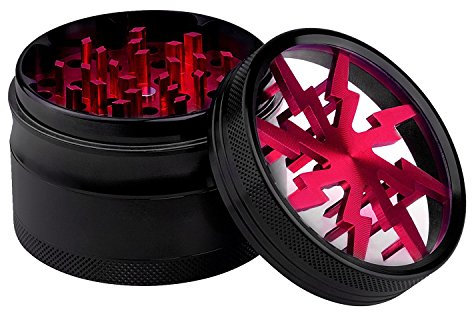 Bestland Premium Aluminium Kräuter Mühle Herb Grinder für getrockneten Tabak, Kräuter, Gewürze, Kräutermühle, mit Pollensieb und Spate- 4-teiliges Set,63MM (Rot)