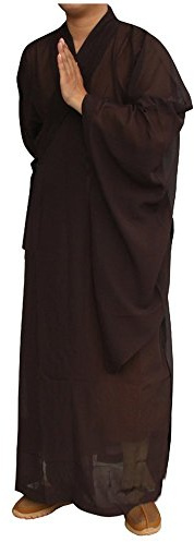 ZooBoo Shaolin Unisex Monk Kung fu Robe Costume Long Gown Suit (S/165, Coffee)