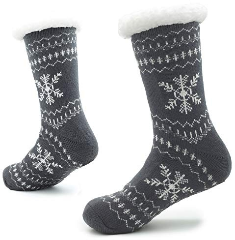 CityComfort Chaussettes tricotées pour hommes avec des pantoufles Sherpa Wool Layer Bed pour homme, modèle norvégien norvégien 41-44