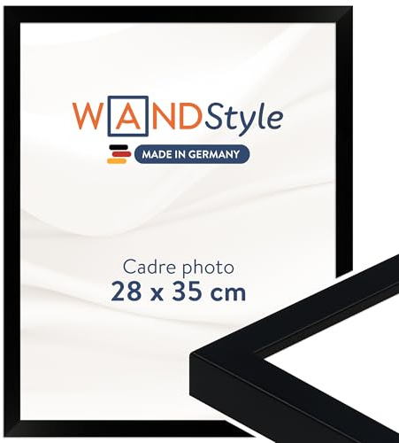 WANDStyle Bilderrahmen 28x35 Schwarz, moderner Bilderrahmen Holz, hochwertiger Holzbilderrahmen, Posterrahmen zum Aufhängen, Rahmen 35x28 cm, Fotorahmen H950 - Made in Germany