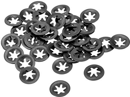 Sourcing map M3 Starlock Rondelles 2,5 mm I.D. 9 mm O.D. interne Dent Lock Rondelles Push-On Verrouillage Vitesse Clip 65Mn Finition Oxyde Noir 40 pcs