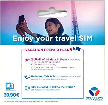 Carte SIM prépayée Bouygues Télécom Travel SIM