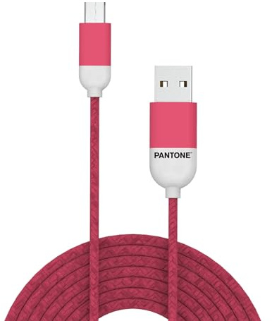 Celly Pantone MicroUSB Cable 1.5mt, Cavo USB Micro per Ricarica Rapida e Trasferimento Dati, Compatibile con Smartphone e Tablet, Potenza 2.1A, Rosa