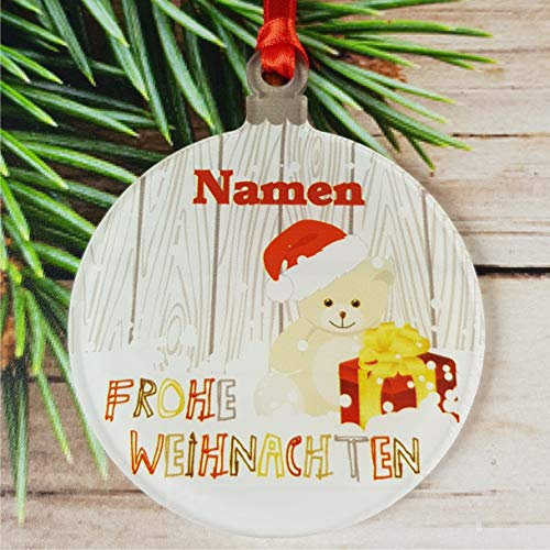 Gravure Events Christbaumkugel mit Namen – Frohe Weihnachten – Personalisierte Weihnachtskugel mit Name. Personalisiertes Geschenk. – Kugel - Christbaumschmuck - Weihnachtsbaumkugeln DS14