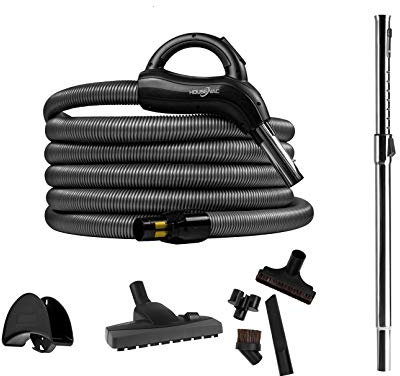 HouseVac Set di accessori per aspirapolvere centrale, tubo di aspirazione 10,5m, con manico, asta telescopica, bocchetta per pavimento, bocchetta per fughe, set premium per una pulizia accurata