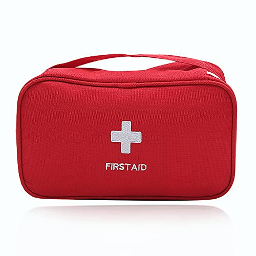 Erste Hilfe Tasche Leer Reiseapotheke Tasche klein First Aid Kit Mini Tragbare Wasserdicht Erste Hilfe Kasten für Wandern Outdoor Aktivitäten Camping Sport Reisen Haus Auto Büro(rot)